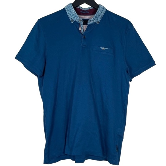 Ted Baker London Floral Print Collar Polo Shirt - Picture 6 of 6